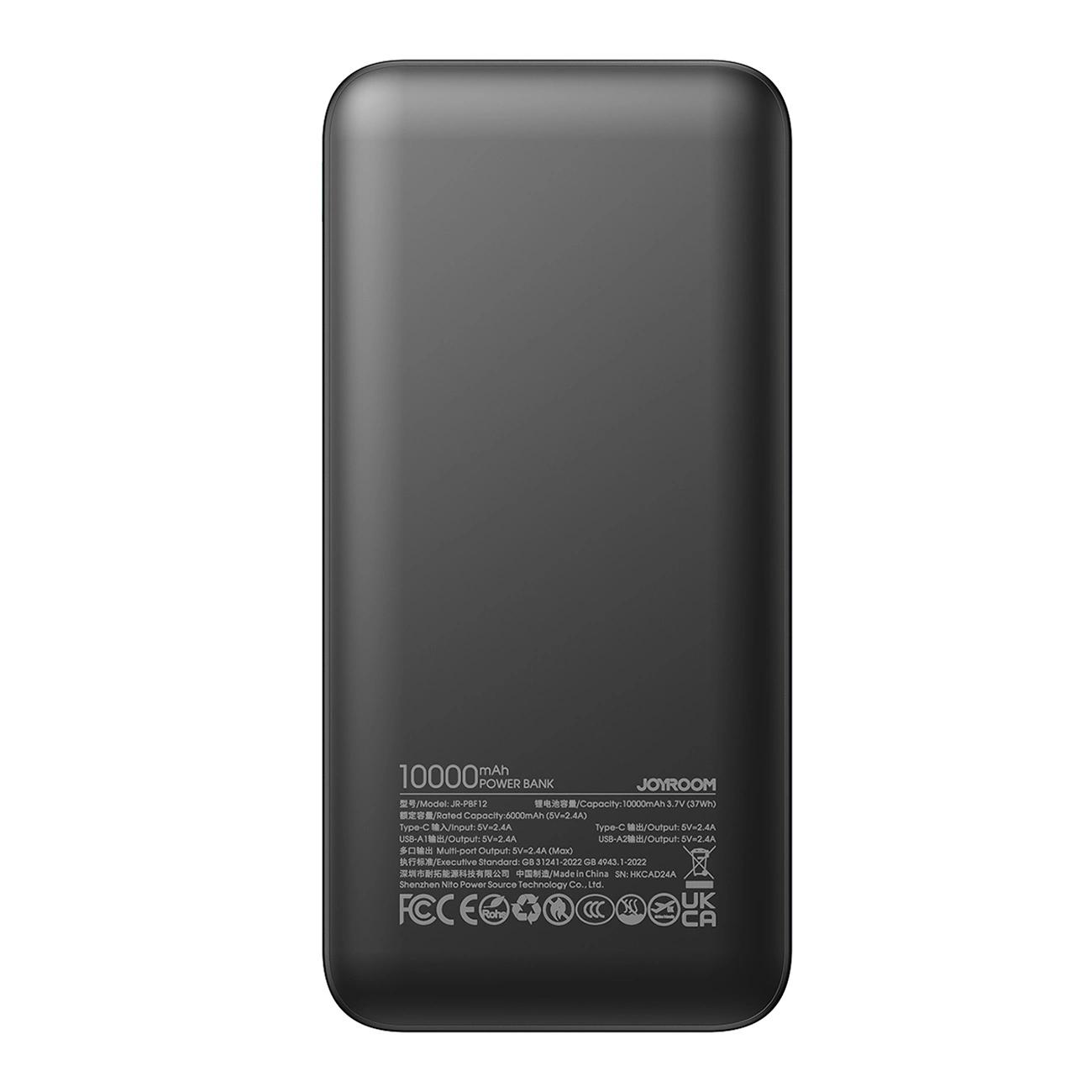 Powerbank Joyroom – 10 000 mAh, 2,4A, 2x USB - A, 1x USB - C - czarny