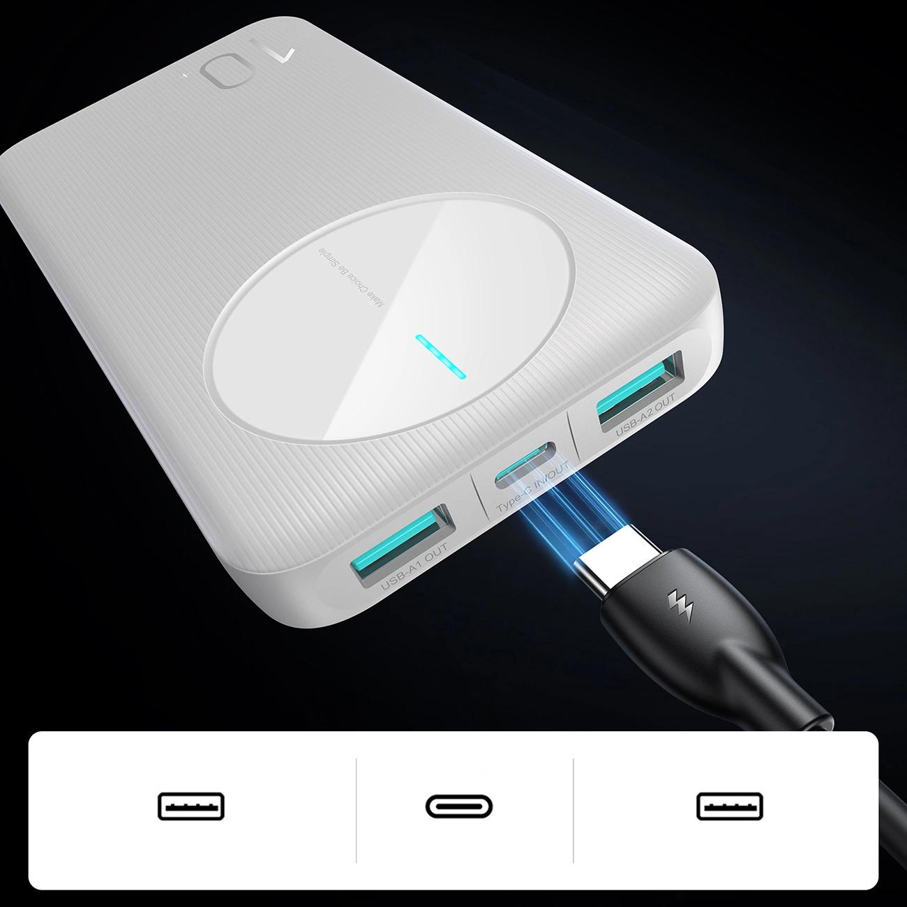 Powerbank Joyroom – 10 000 mAh, 2,4A, 2x USB - A, 1x USB - C - czarny