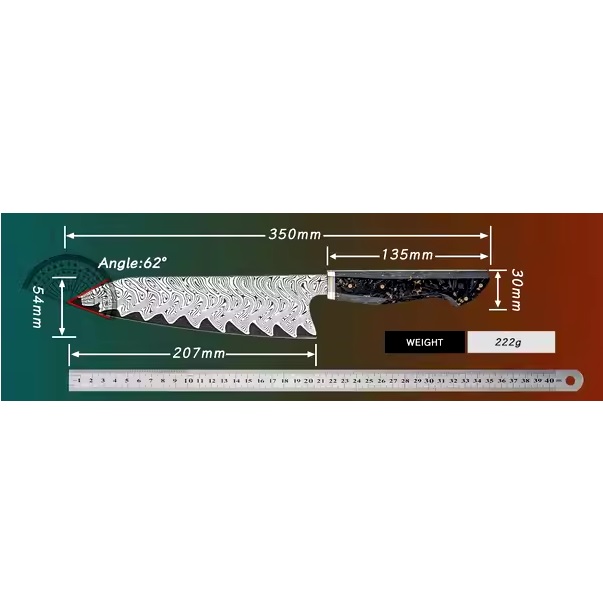 Nóż kuchenny damasceński TA-35184 - Chef / Czarny