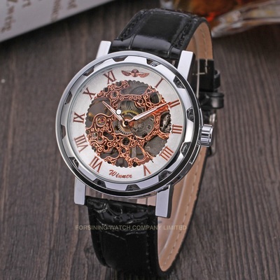 Zegarek Winner RE-14455 - Czarny/Srebrny